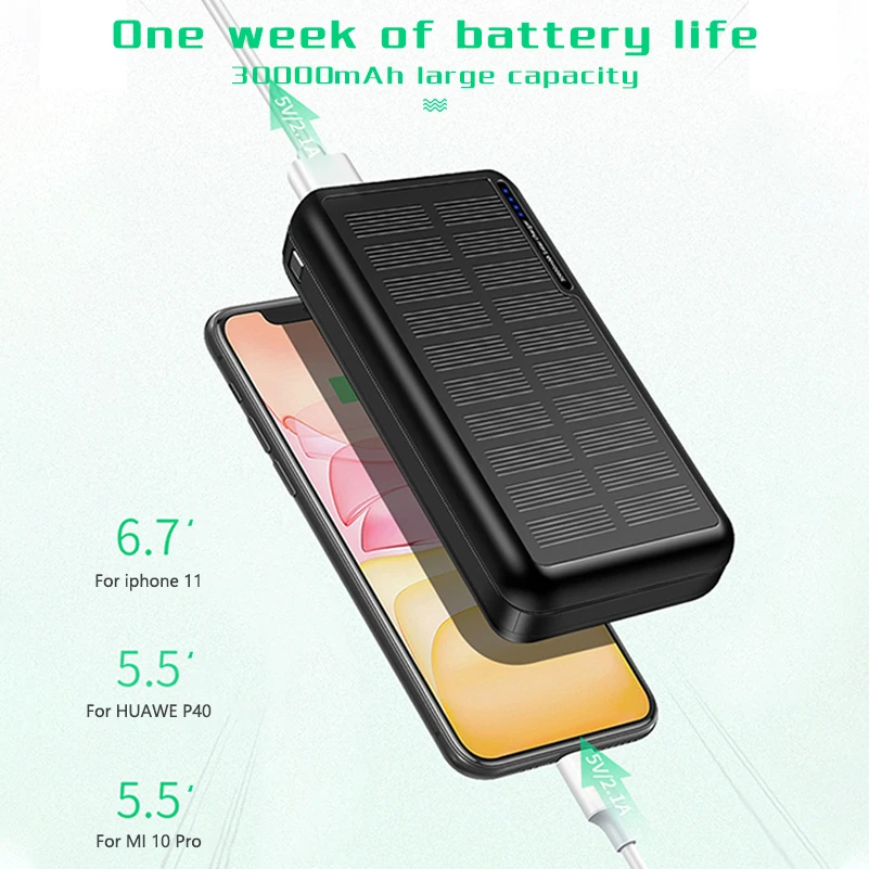 power bank 30000mah 30000mAh Solar Power Bank For Xiaomi Dual USB Portable Charger Powerbank Solar Panel External Battery Camping for iPhone Samsung mini power bank