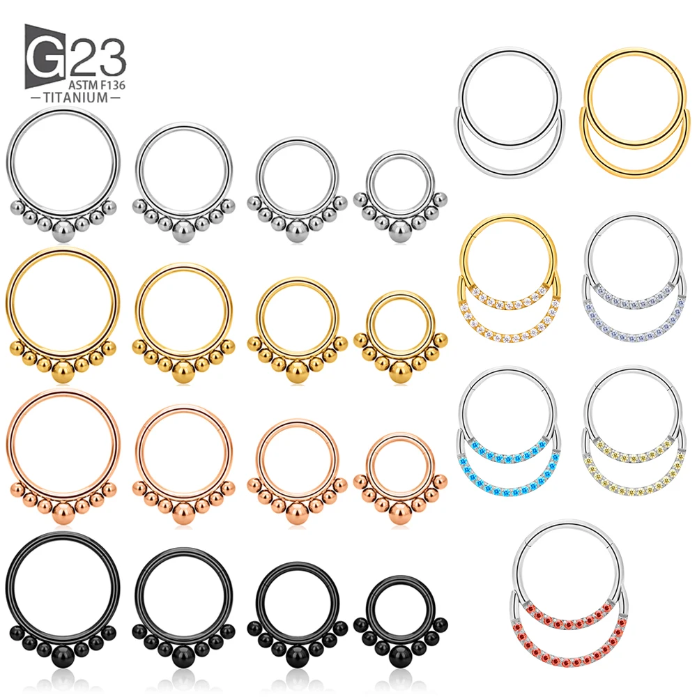 10Pcs ASTM F136 Titanium Piercing Clicker Segment Hoop Nose Rings Earrings Nose Septum ragus Cartilage Helix Lip Ear Piercing