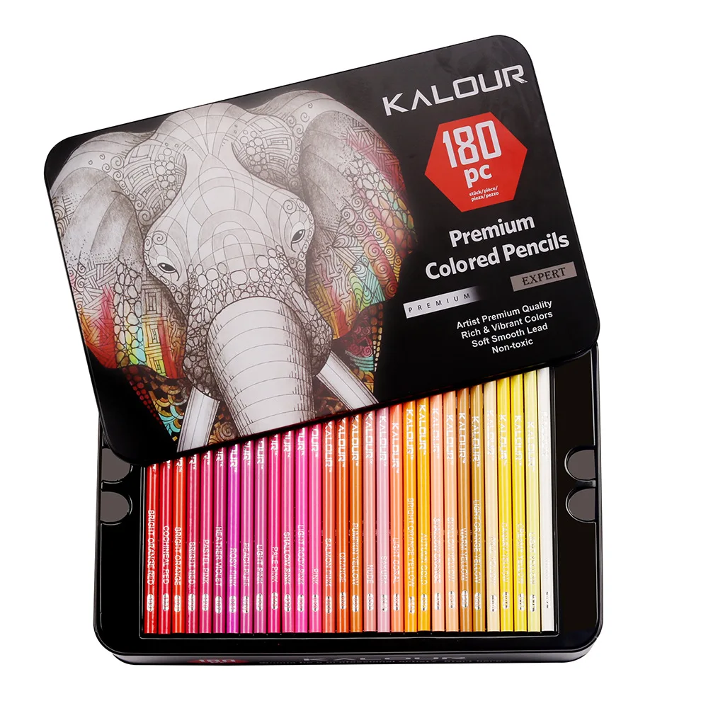 KALOUR 180本 プレミアム色鉛筆 Amazon.co.jp: KALOUR 180 色鉛筆 アーティスト用 - リッチ顔料