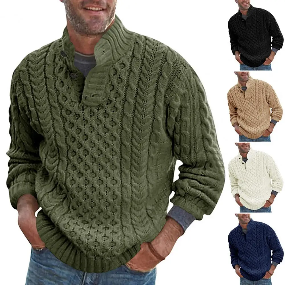 

Men Winter Sweater Half-high Collar Pullover Knitting Solid Color Long Sleeves Casual Loose Half Turtleneck Autumn Sweater 스웨터