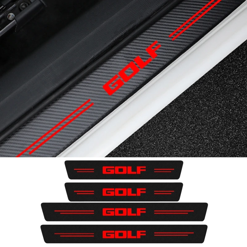 4pcs Car Door Threshold Sill Protector Film Stickers For Vw Golf 4 5 6