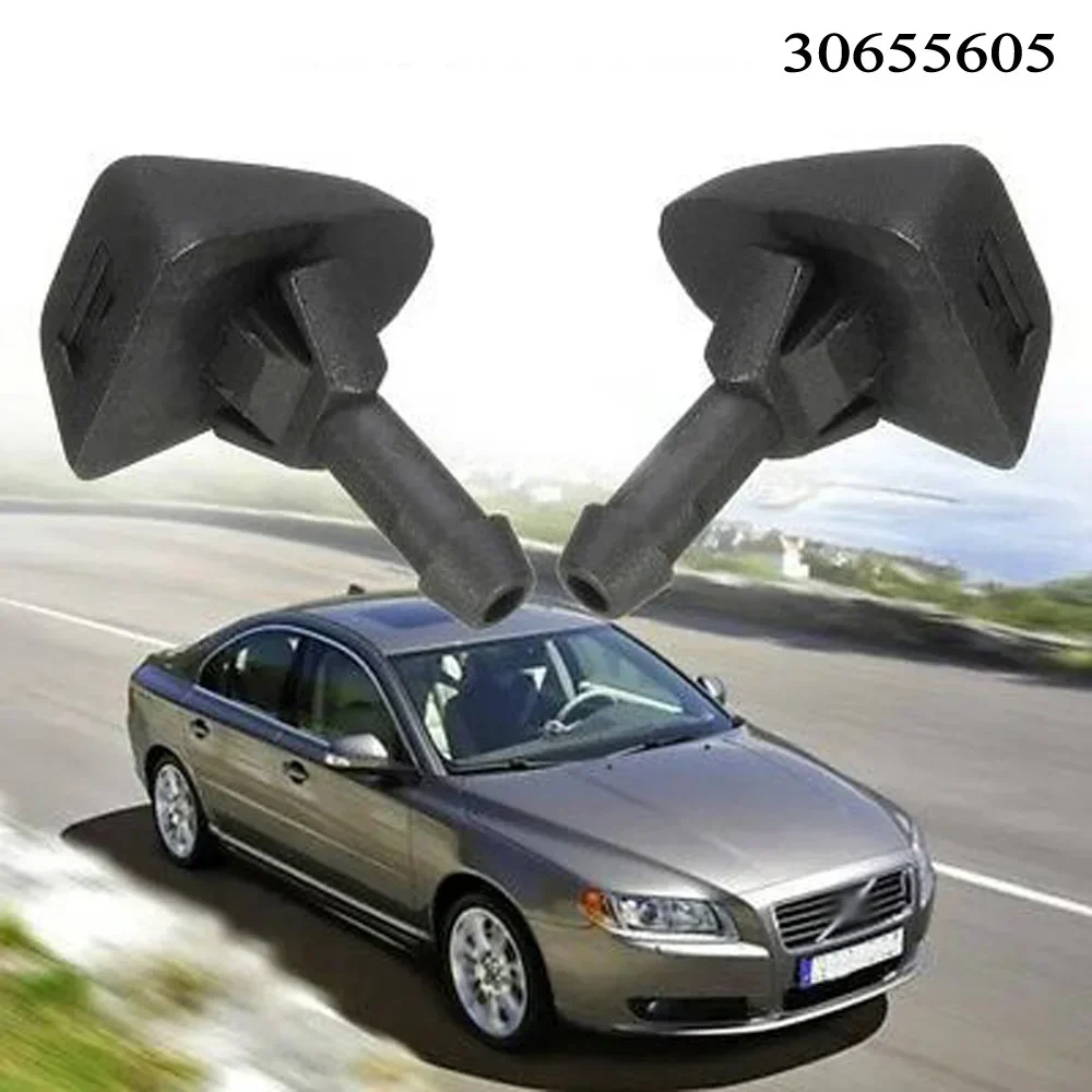 2pcs car Windshield Washer Nozzles For Volvo S80 C70 XC90 30655605 Black Replacement Parts Exterior Windshield front wiper washer nozzle
