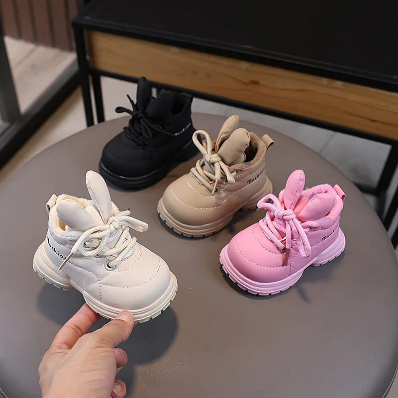 Winter Baby Cotton Boots Cute Rabbit Ears Toddler Girls Boots Warm Plush Infant Shoes Soft Sole Non-slip Snow