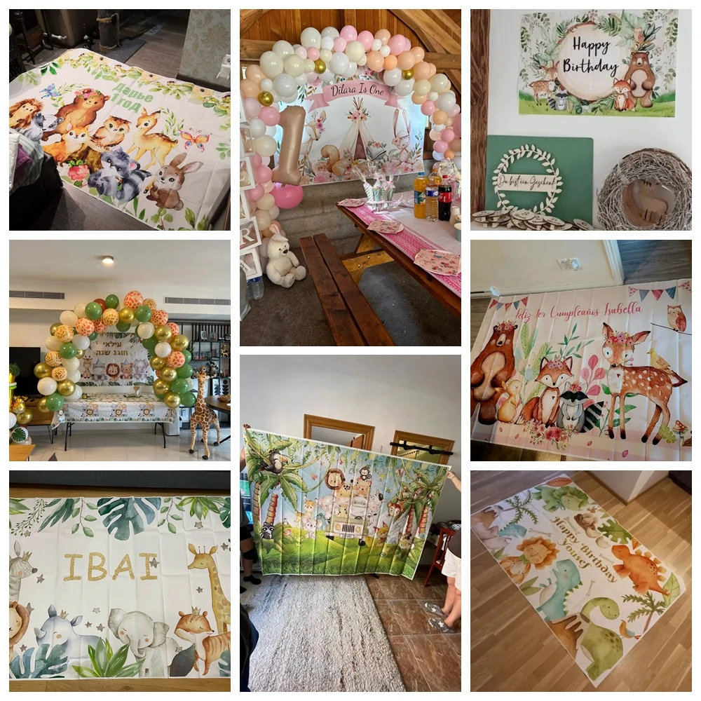 Custom Birthday Jungle Backdrop Personalized Poster Photo Backdrop for Children Party