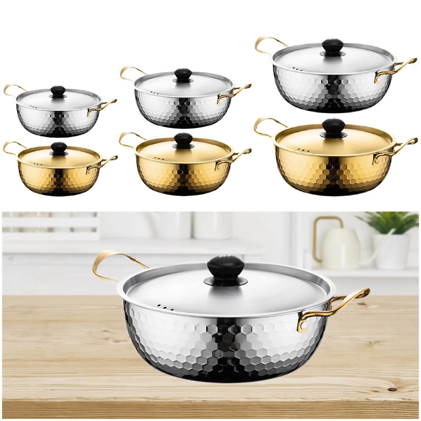 Korean Ramen Cooking Pot Suitable for All Stoves Quick Heating Ramyun Cooker for Camping Beach Patio Dinner Parties Curry