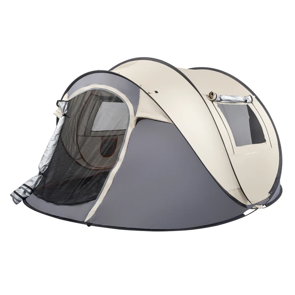  卡其色 船型速开 露营帐篷 纤维杆 涤纶布 280*100*120cm N001-27