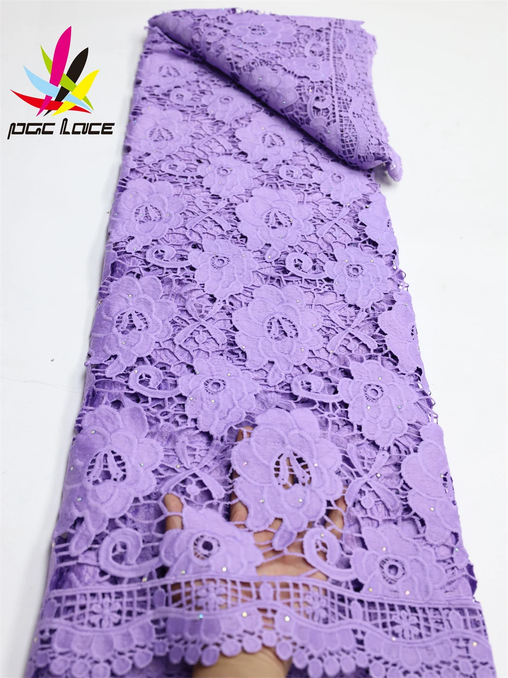 PGC African Cord Guipure  Lace Fabric 2023 High Quality Lace Nigerian French Milk Silk Lace Fabric For Wedding Dress
