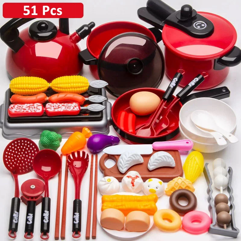 Kid's Interactive Play Kitchen Set – Pretend Cookware with Simulated Induction Stove and Fun Cooking Accessories