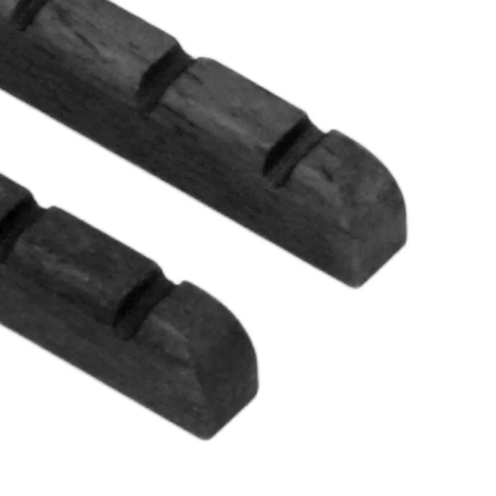 2 Stück Knochen-Sattel für E-Gitarre ​ Vorgeschlitzt Schwarz/Weiß ​ Geschlitzter Gitarrensattel ​ ​ Flacher Boden ​ Gitarren-Reparaturwerkzeug ​ – Detail 9
