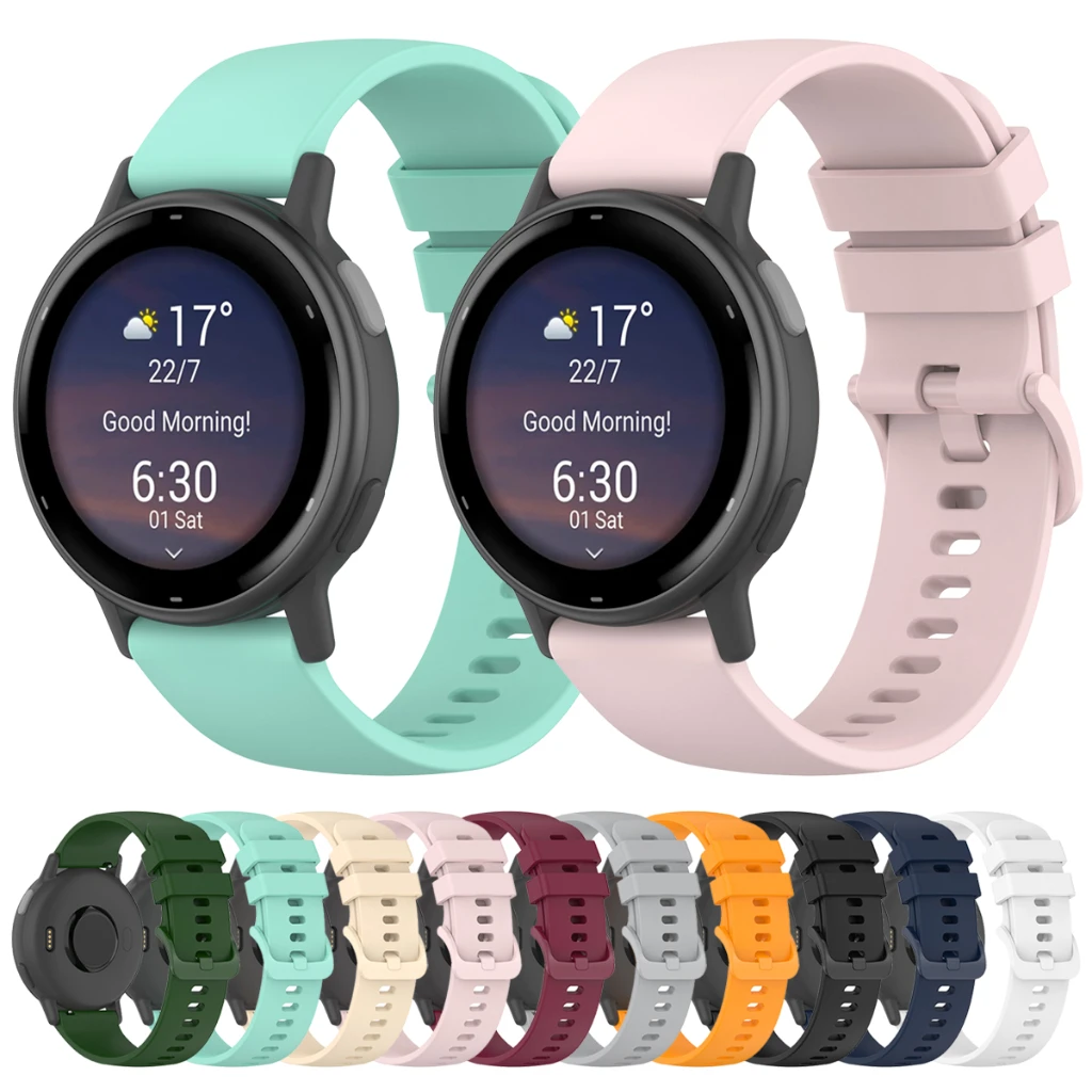 Silicone Sports Wristband for Smartwatch - 20mm Solid Color Strap Replacement