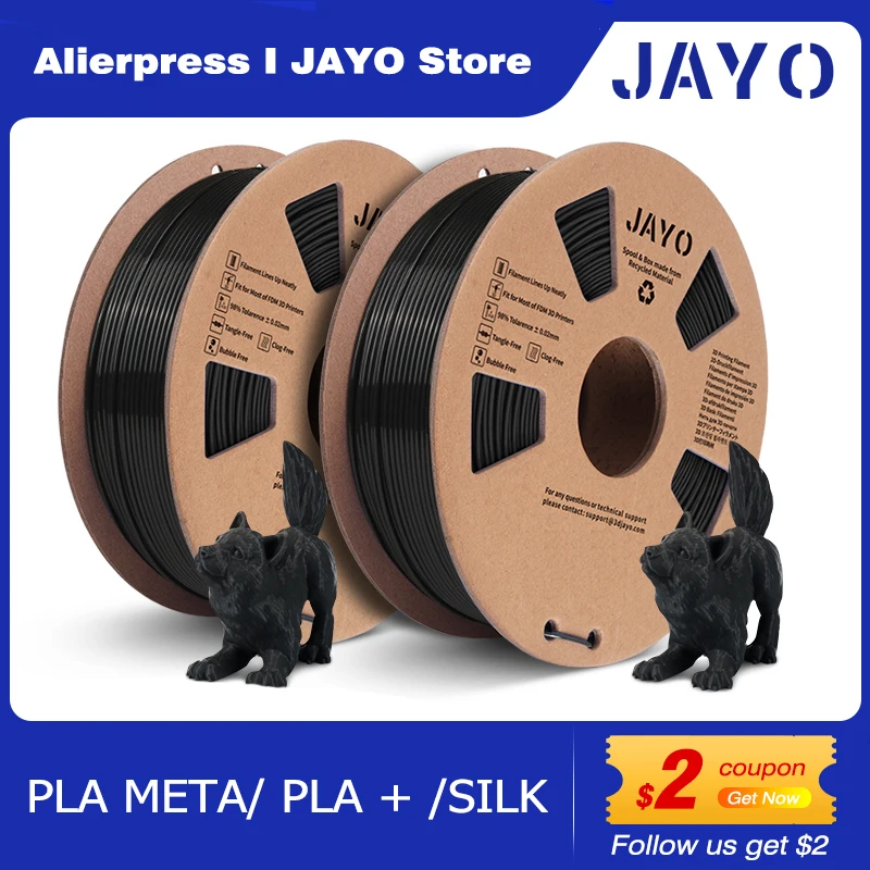 JAYO PLA META/PETG/SILK/PLA+ Rainbow 3D Printer Filament 1.75mm 2 Rolls 3D Printing Materials for 3D Printer Free Shippment