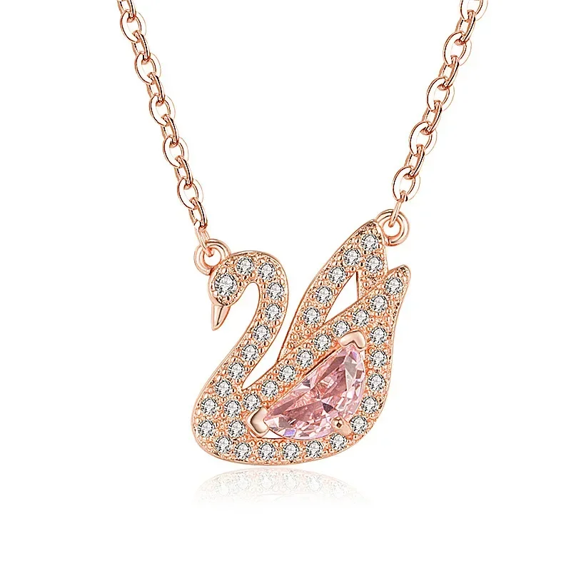 Chain Necklace Zinc Alloy Swan Pendant Female Simple Generous Fresh Elegant Neck Jewelry Girl Holiday Birthday Gift