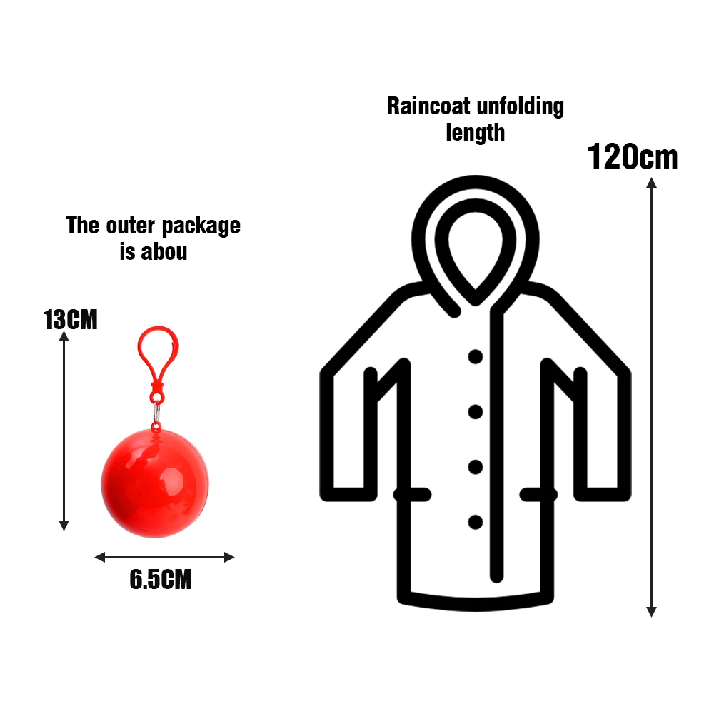 Raincoat poncho Colorful Mini Portable Raincoat Ball Thickened Disposable Waterproof Emergency Adults Rain Ponchos Cape Keyring
