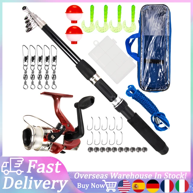 36pcs Fishing Tackle Set Telescopic Fishing Rod Pole with Carry