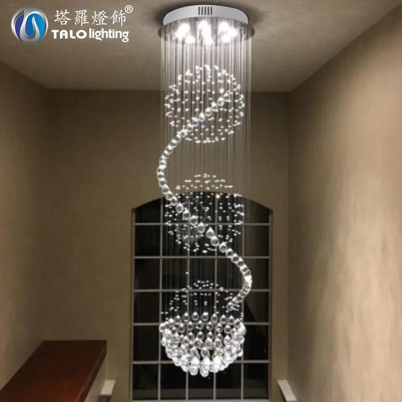 

Modern Spiral LED Living Room Vitrine Crystal Chandelier Lighting Lamp Interior Fixture for Staircase Ladder Bedroom Hotel Room