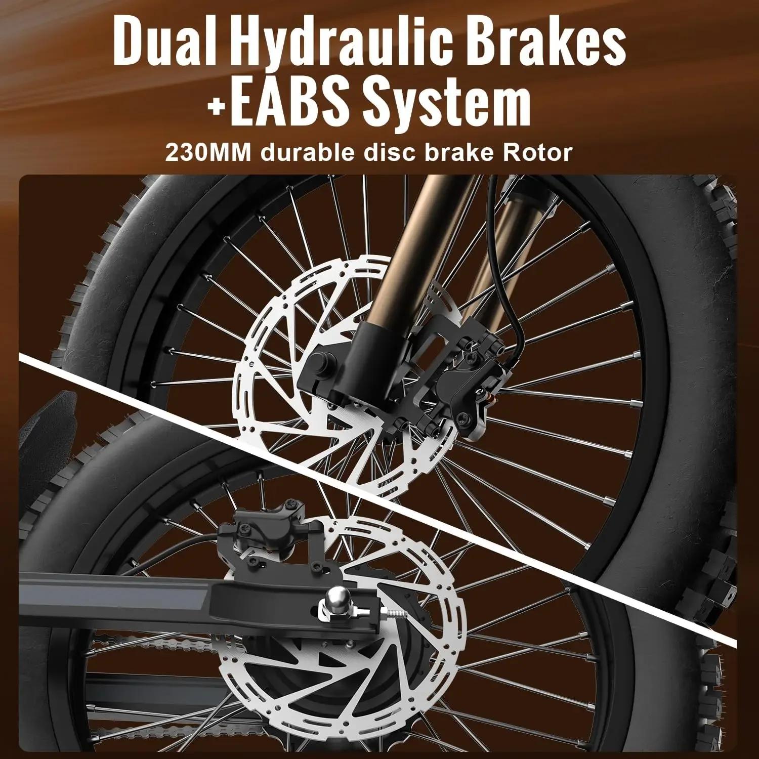 Ebike GT73 2000W Electric Dirtbike 25&rdquo; Tires 1747Wh Dual Battery EBike Max 37 MPH Dual Hydraulic Brakes Suspension