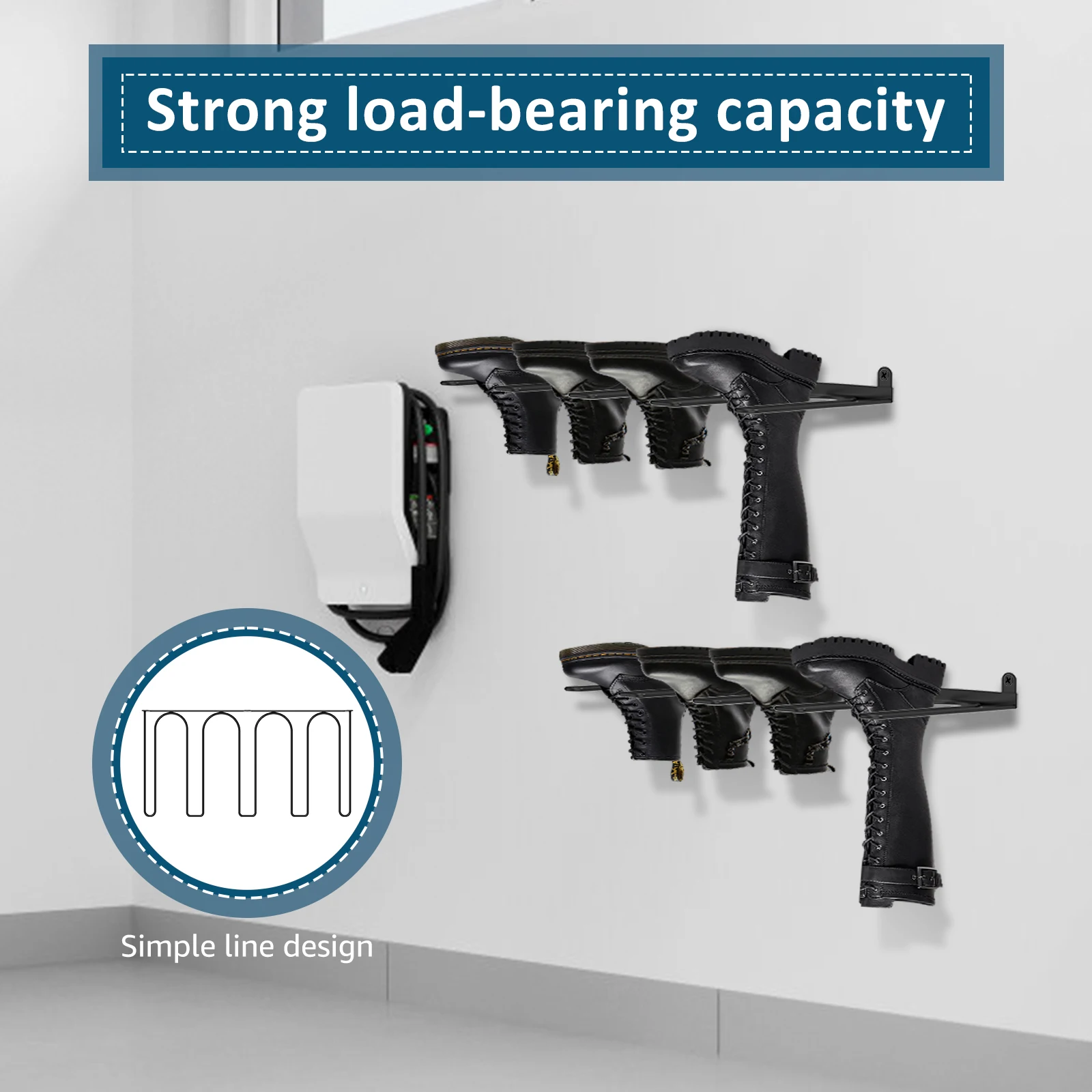 2PCS/Set Sturdy Boot Organizer Cowboy Boot Rack Multipurpose Metal Wires Holder Space Saving Metal Welly Storage Rack