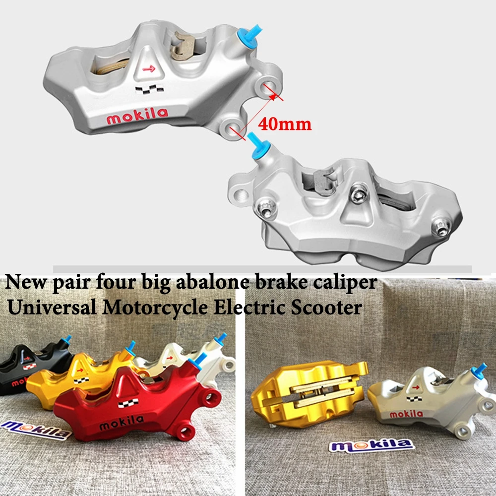 Universal Motorcycle E- Scooter 40Mm Install 4 Piston Front Rear Brake Caliper For Honda Yamaha Kawasaki Suzuki Ktm Ducati Niu
