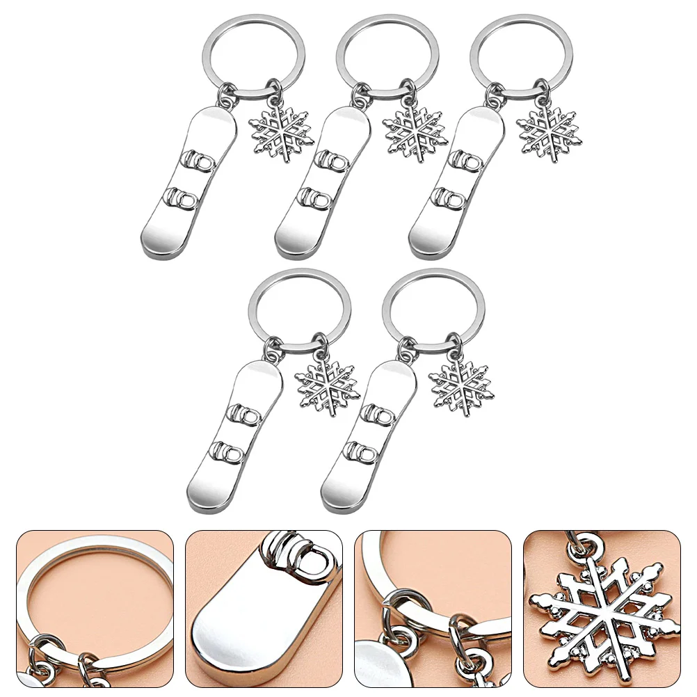 

5 Pcs Snowboard Keychain Keys Supply Hanging Skis Pendant Portable Sled Zinc Alloy