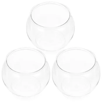 3Pcs Round Desktop Aquarium Transparent Plastic Fish Tank Globe Bowl Office Pet Products Household Fish Living Tank Small Fish