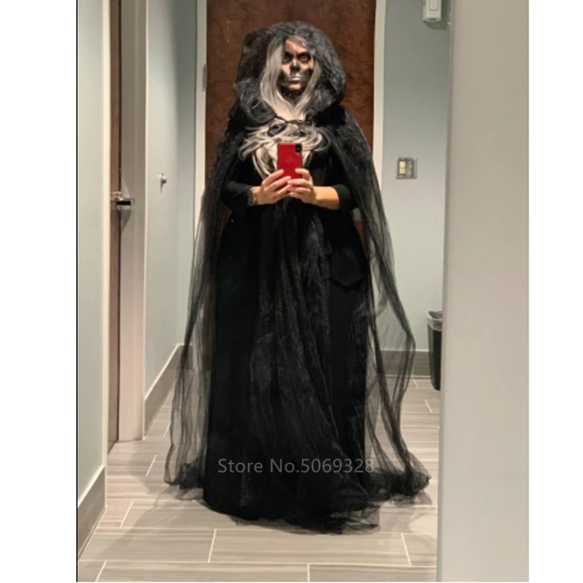 Herenear Halloween Costume Mariée Fantôme Femme, Cape D'Halloween Femme, Robe De Soirée De Cape De Reine Maléfique Pour Halloween Mardi Gras Carnaval Vampire Zombie