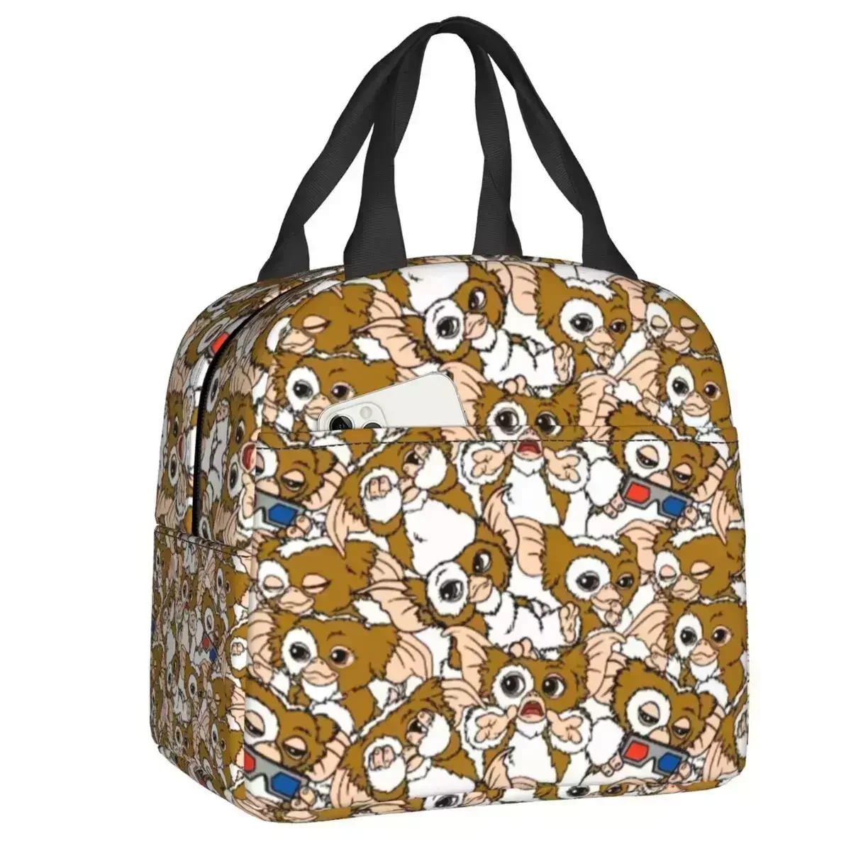 

2024 New Cute Gizmo Gremlins Pattern Insulated Lunch Bag Horror Mogwai Movie Cooler Thermal Lunch Box Kids School Children