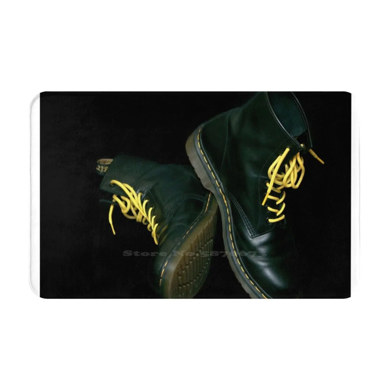 Black Doc Marten Stivali 3D Articoli Per La Casa Tappetino Tappeto Tappeto Foot Pad Documenti Dr Doctor Martens Stivali Lacci Giallo Nero Chiave Moda