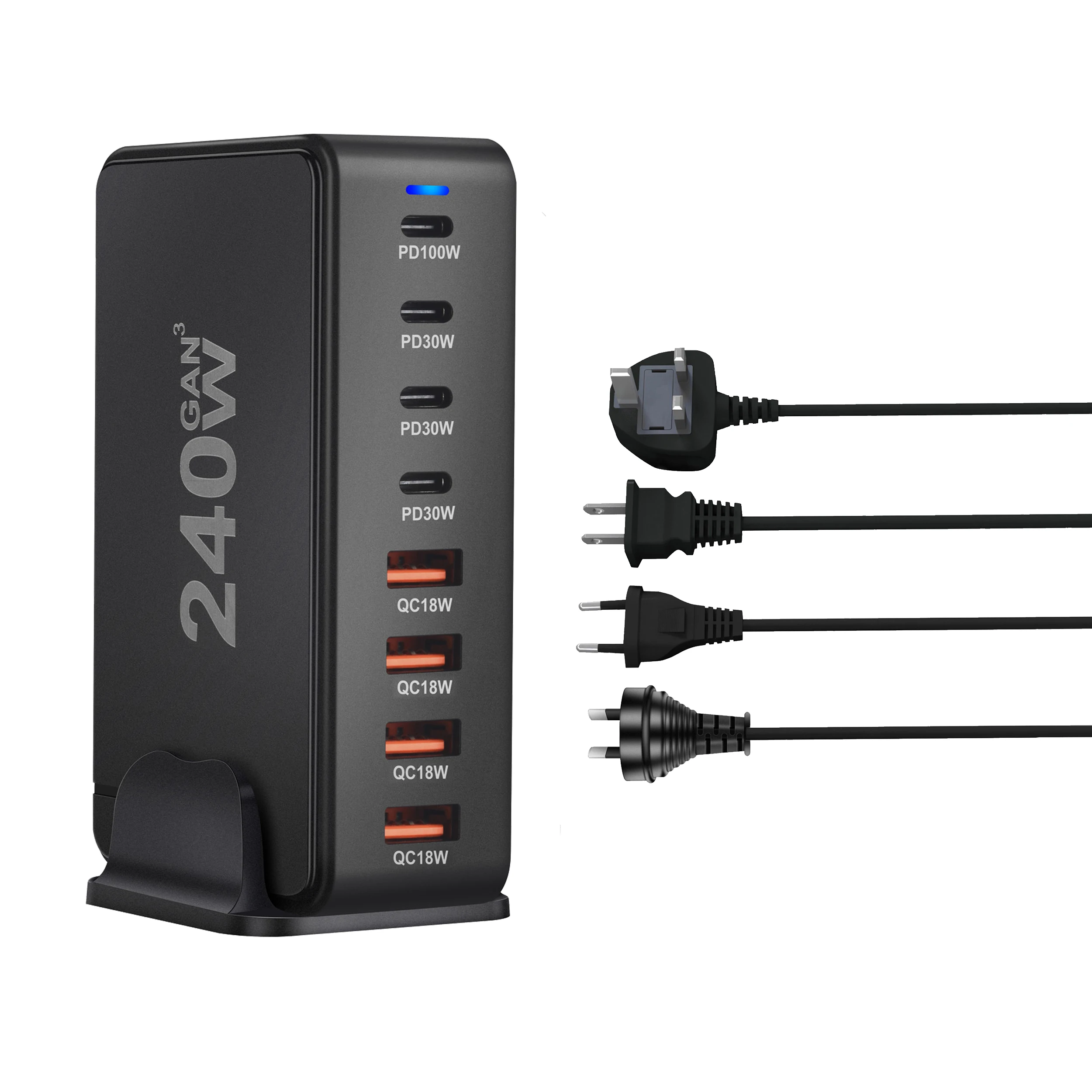 GaN Desktop Charger 8 USB-C Ports PD 3.0 Quick Charge