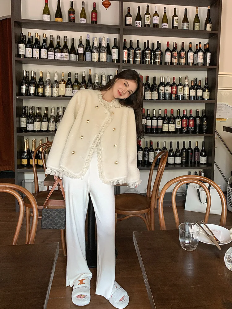 Lamb Wool Coat Female Sheep Shearing Fur Integrated Short Temperament Ladies Small Fragrant Tassel Fur Autumn and Winter New
