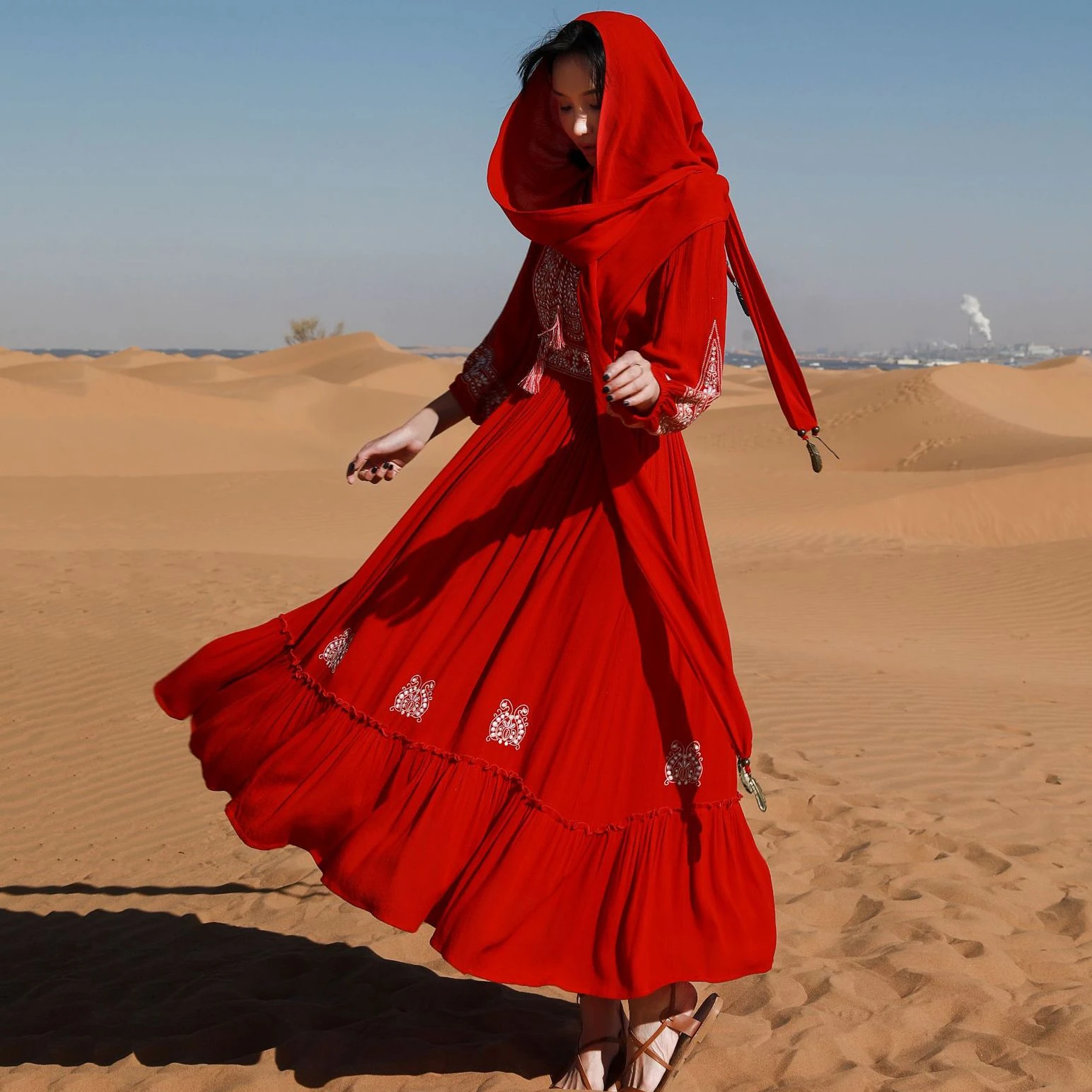 

AYUALIN Boho Floral Embroidery Loose Summer Dresses 2022 Casual Long Sleeve Dress for Women Beach Wear Oversize Vestidos Robe