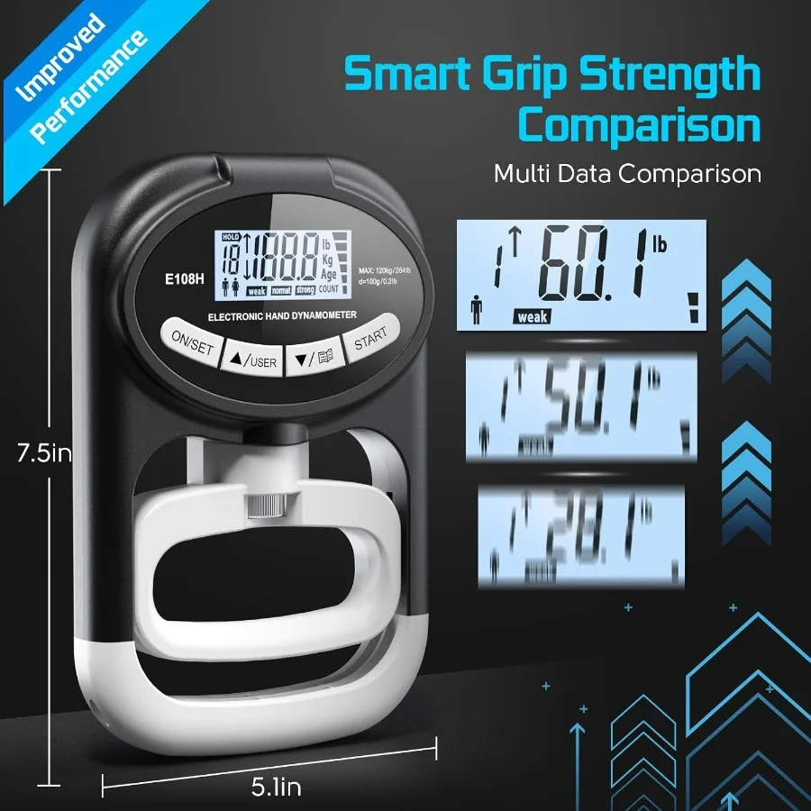 Grip Strength Tester Hand Dynamometer - Grip Strength Trainer Electronic Hand Gripper Strengthener Wrist Exerciser Meter Digital