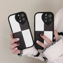 

Stitching Grid Case For iPhone 13 Pro Case Lens Protection Back For iPhone 11 12 Pro XR 7 8 Plus 12 Mini X XS Max TPU PU Silicon