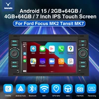 ESSGOO DAB Autoradio Android 15 4+64G pour Ford Focus MK2 Transit MK7 Connect Fiesta Fusion Kuga C-Max / S-Max Galaxy Autoradio Wireless Apple Carplay Android Auto GPS WIFI RDS FM Bluetooth Écran Tactile SWC EQ USB 2