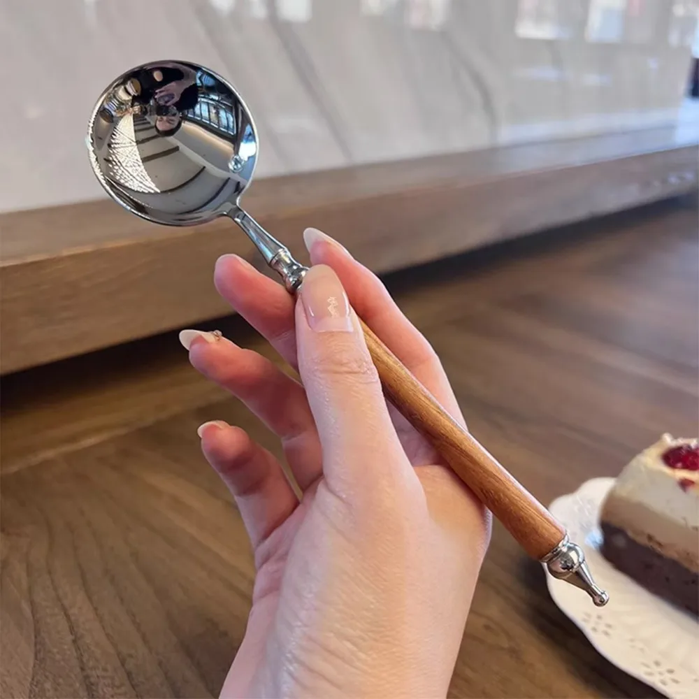 Roestvrijstalen Lepel Servies Met Lange Steel Dikker Roerijs Retro Maaltijdlepel Voor Het Serveren Van Soep En Dessert Dinerservies_voghion.com