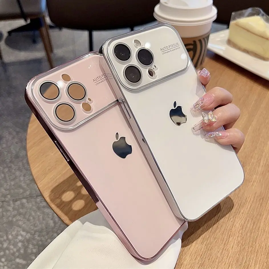 Mirror guard large window for 14promax phone case original texture iPhone 13 frosted 12 plating 15promax 14promax 13promax 12pro