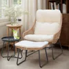 Chaise Lounge Chairs Set Outoodr Indoor Wicker Egg Chair with Ottoman, Patio Chair Recliner with Thicken Cushions, Egg Chair 1