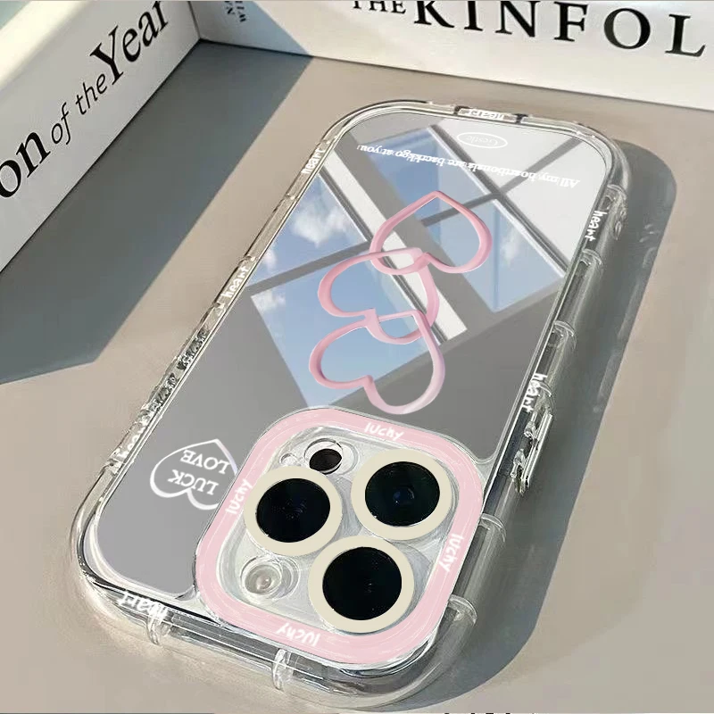 Vibrant Love Heart Mirror Phone Case with Creative Design