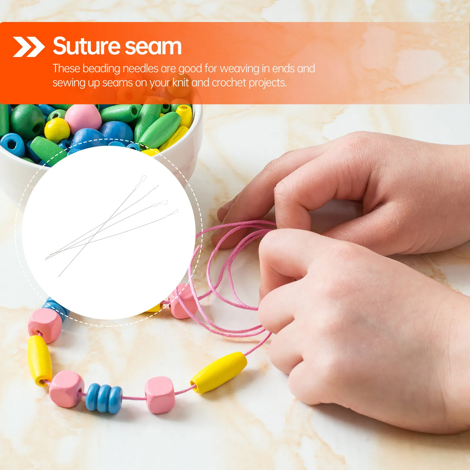 5Pcs 금속 구슬 바늘 DIY 쥬얼리 만들기 도구 휴대용 자수 바느질 바늘 구슬 바느질 바늘에 적합
