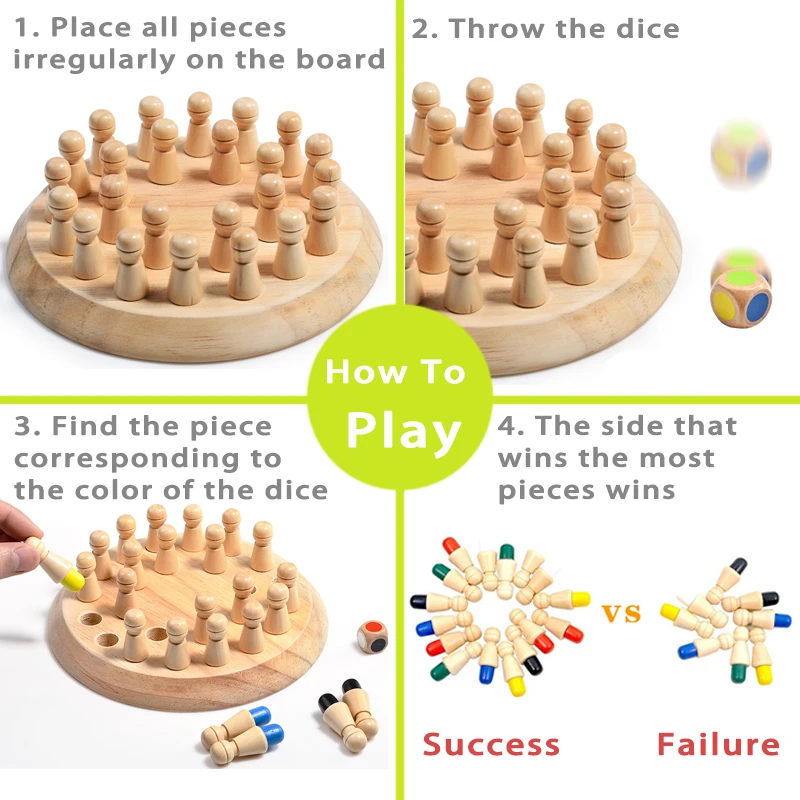 Wooden wooden game board toys Memory Match Stick Chess Color Game Board Puzzles Montessori Educational Toy Cognitive Ability Learning Toys For Children