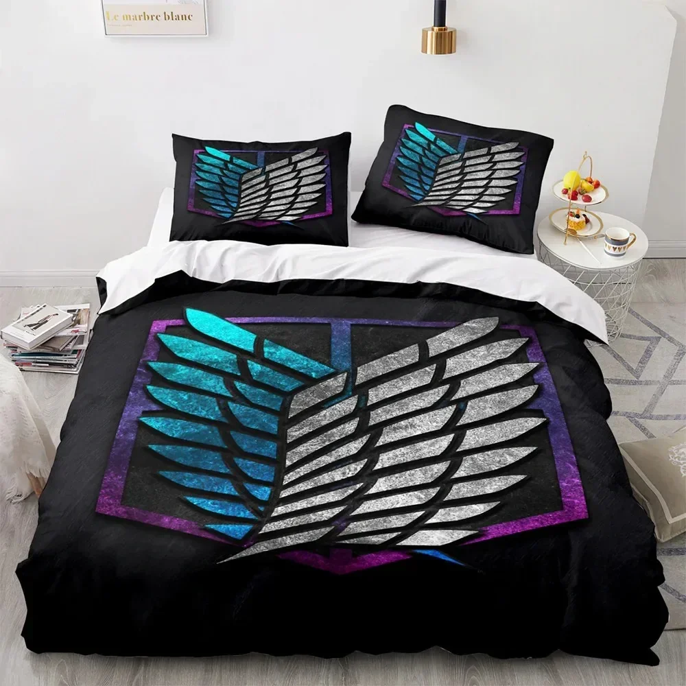 Anime Attack on Titan 3D Printed Bedding Set Duvet Cover Pillowcase Freedom Wings Bedclothes for Boys Kids Twin Single Full Size