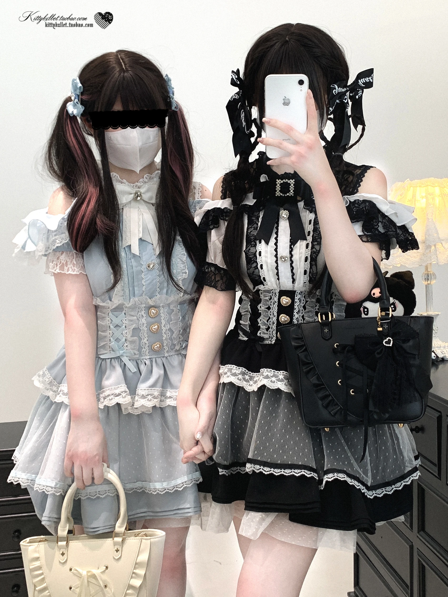 Original Japanese Mines Style Lace Patchwork Puffy High Waist Heart Buckle Bow Sweet Versatile A-line Short Skirts Women Summer