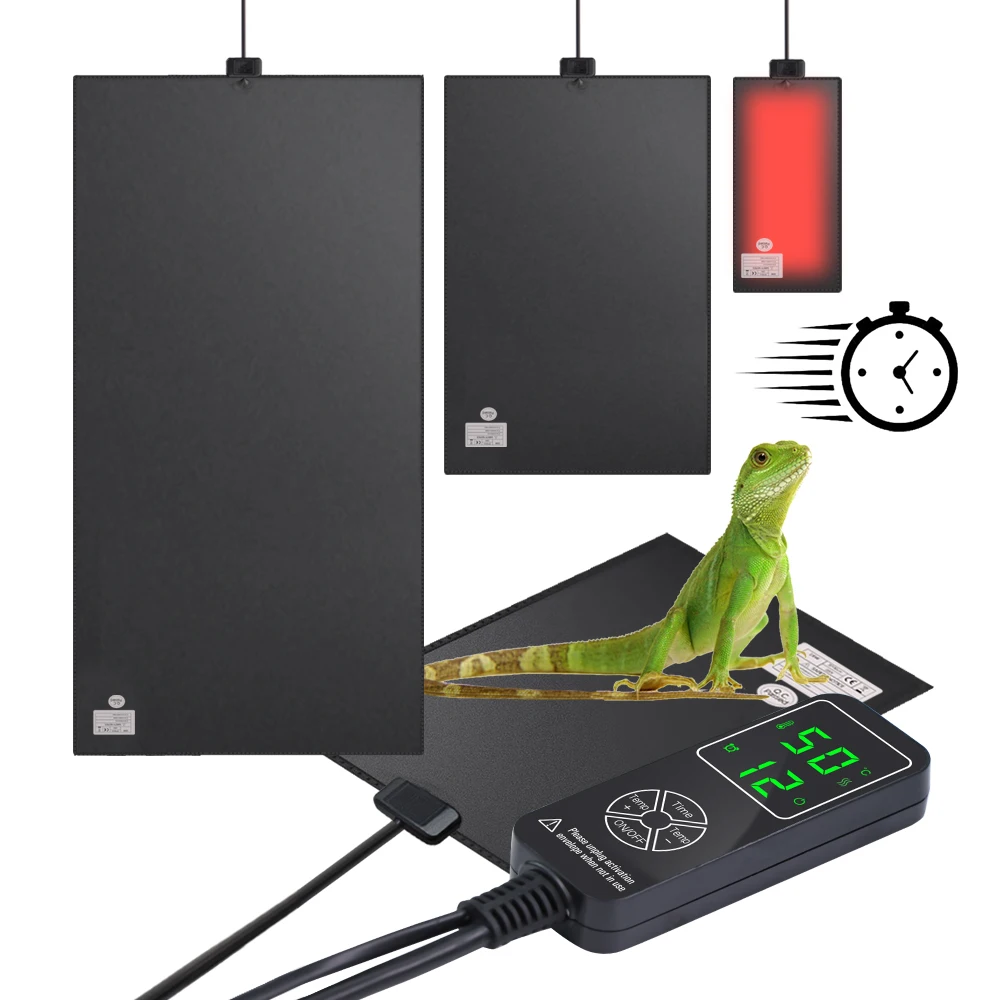 7W/16W/53W/110W Adjustable Timer Temperature Heating Pad Graphene for Reptile Warmth & Garden Plant Seedling Growth Heat Mats