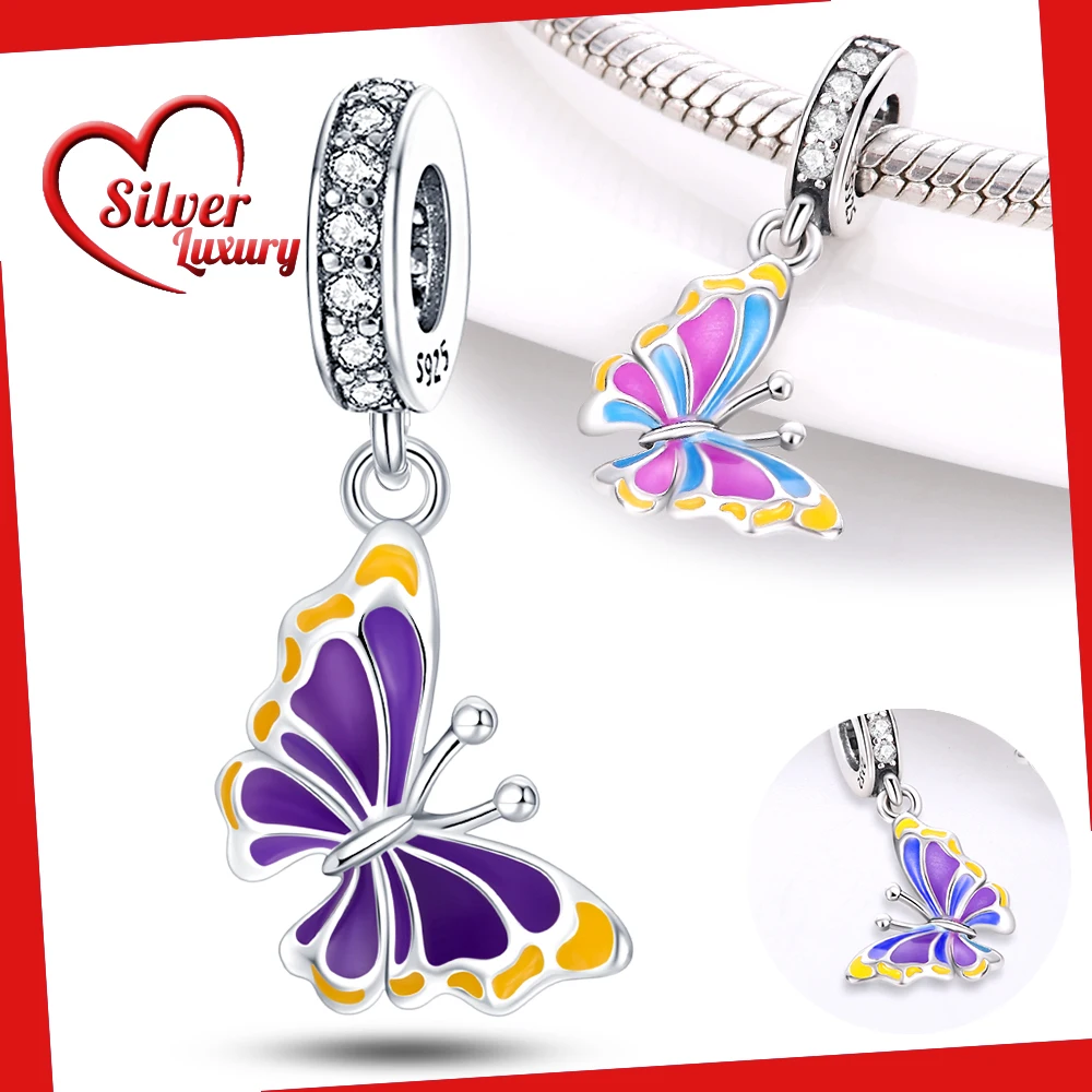 

Phantom Colorful Butterfly Pendant 925 Sterling Silver Fit Pandora Charms Silver 925 Original Bracelet for Jewelry Making