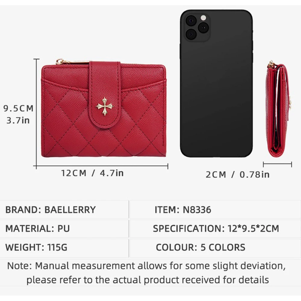 Baellerry Mini Zip Wallet for Women Gift - PU Multifunctional Travel Purse, Slim RFID-Free Card Case