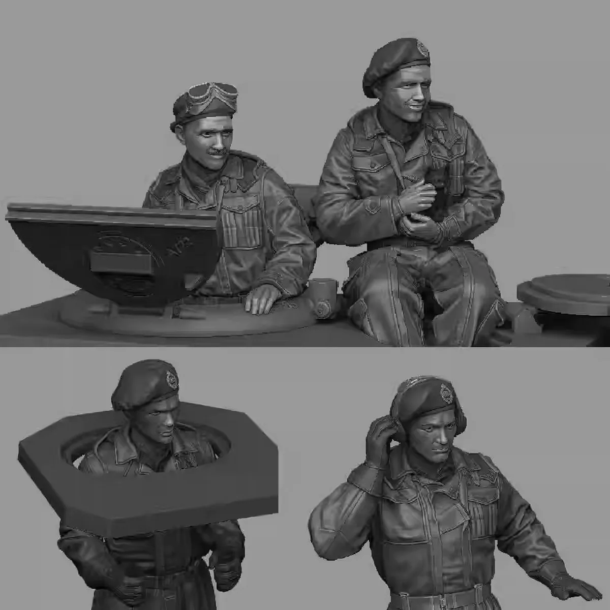 1/35 수지 도색되지 않은 모델 키트, 군사 테마, 제2차 세계 대전 영국 탱크 승무원(4명) 조립되지 않은 도색되지 않은 GK