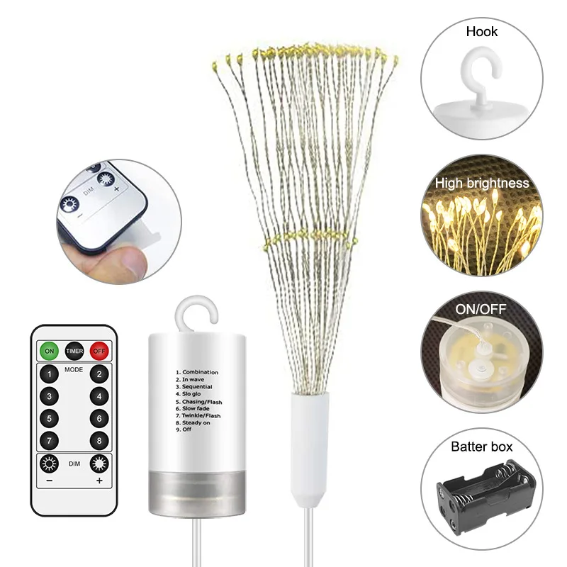 LED Explosion Star Copper Wire Light Colorful Light String Light Firework Light Dandelion Light Christmas Decor Light String New 4