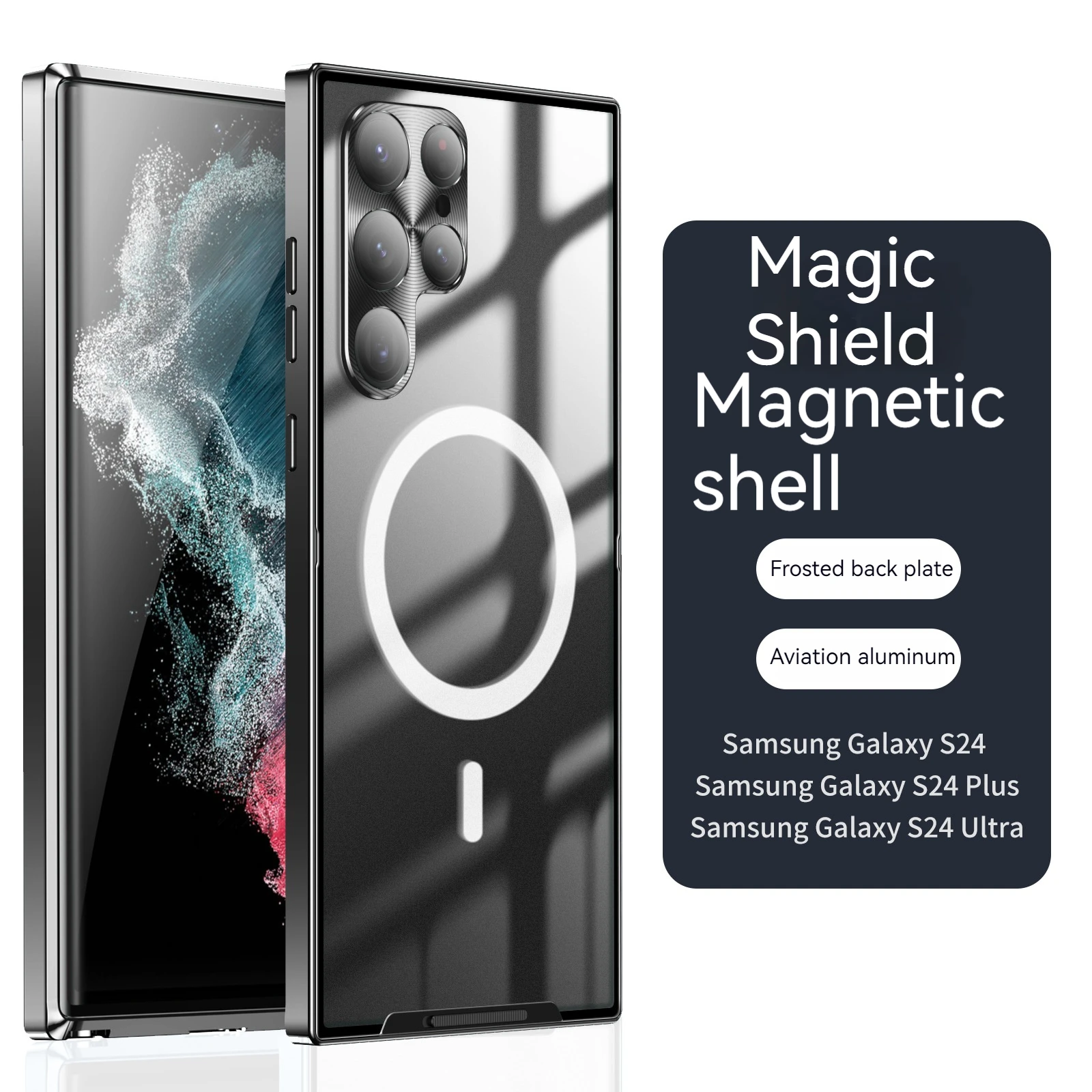 Metal Magnetic Case For Samsung Galaxy 22 Ultra 23 24 Plus Ultra  Anti Drop Shock-absorbing Full Package Glass Lens Phone Case