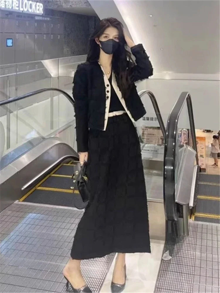 

UNXX French Minimalist Elegant Dress Suit Women Autumn Winter New High-End Streetwear Blazer Midi Skirt 2 Pieces High Quality