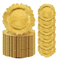 50Pcs Charger Plates, Round Gold Salad Reef Plate for Dinner Plates,Wedding,Party Elegant Decoration 1