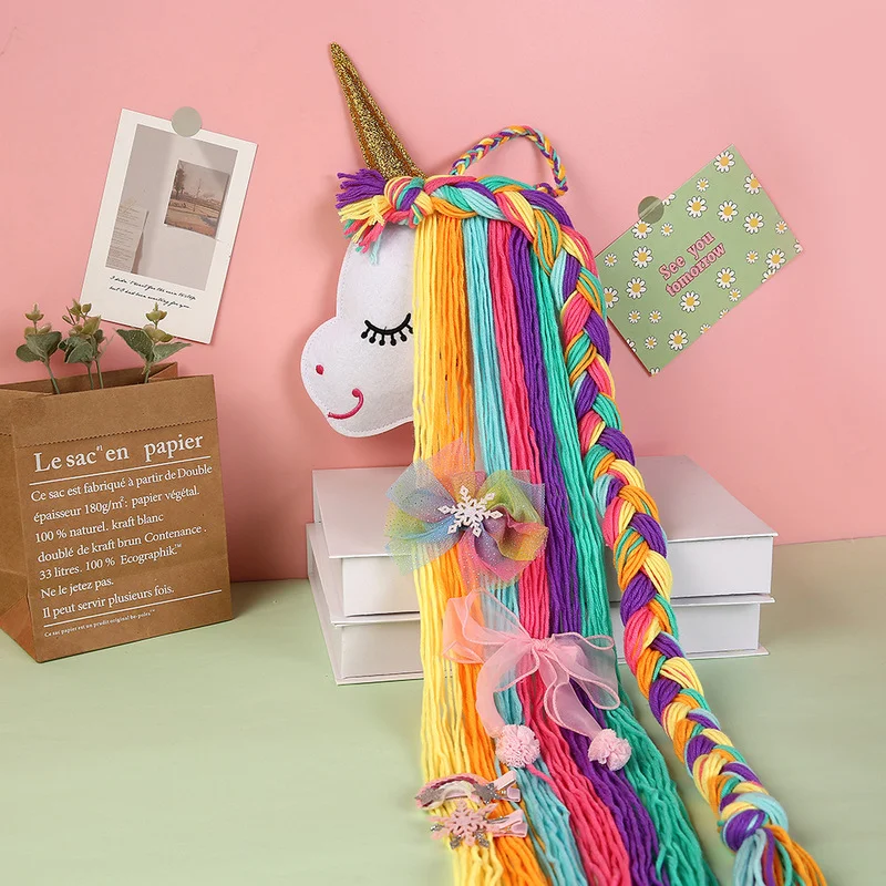 unic-rnio-hair-clips-holder-rainbow-yarn-tassels-cabelo-arcos-de